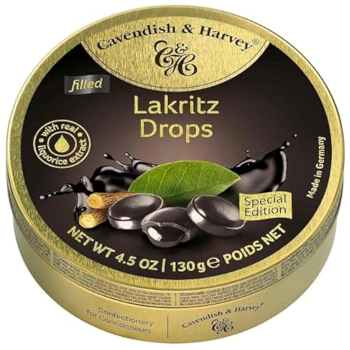 Cavendish & Harvey - Lakritz Drops - Bonbons, 130g in Metalldose Special Edition von Cavendish & Harvey