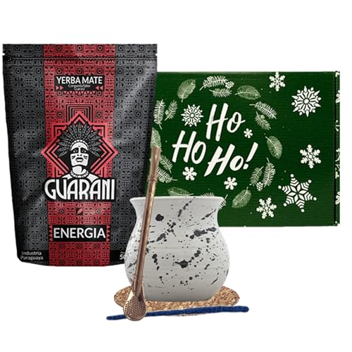 Geschenkset Mate Tee Guarani mit Zubehör | Guarani Energia con Guarana | Kalebasse, Bombilla und Zubehör | Paraguayische Mate Tee | Natürliches Koffein | 500g | 0,5kg von Cebador