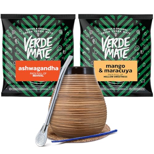 Soul Mate Energia Mate Tee Set mit Zubehör | Stimulierende Mate Tee mit Guarana | Kalebasse, Bombilla und Zubehör | Natürliches Koffein | Brasilianische, biologische Mate Tee | 500g | 0,5kg von Cebador