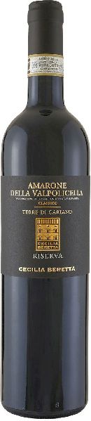 Cecilia Beretta Amarone della Valpolicella Classico DOC Terre di Cariano Riserva Jg. Cuvee aus Corvina, Corvinone, Rondinella, Croatina, Oseleta 30 Proz. Ausbau im grossen Holz, 70 Proz. Reifung im Holzfass für 24 Monate, 12 Monate Flaschenreifung