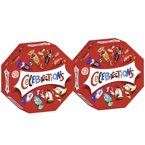 CELEBRATIONS Geschenkbox 2x 186g Geburtstag Weihnachten Keks mit Milchschokolade Mars Snickers Twix Bounty Milky Way Galaxy Caramel Maltesers Teasers von Celebrations