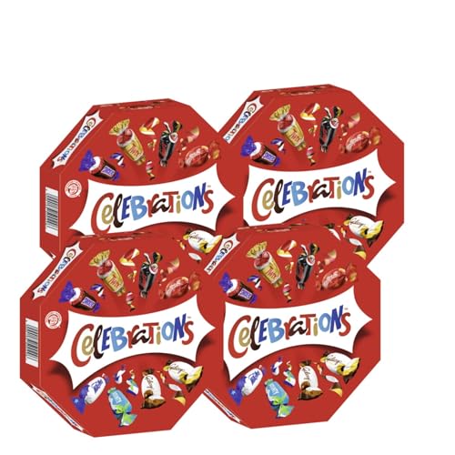 CELEBRATIONS Geschenkbox 4x 269g Geburtstag Weihnachten Keks mit Milchschokolade Mars Snickers Twix Bounty Milky Way Galaxy Caramel Maltesers Teasers von Celebrations