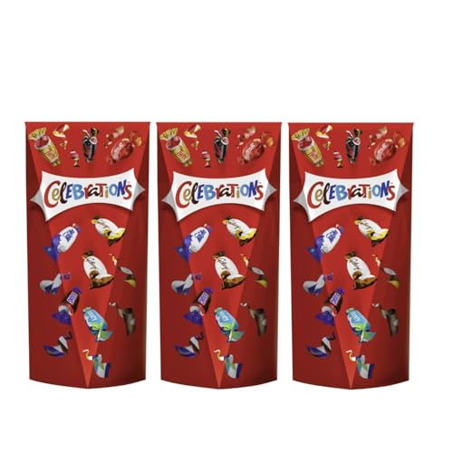 CELEBRATIONS Pop Box 3x 350g Geschenkebox Geburtstag Weihnachten Keks mit Milchschokolade Mars Snickers Twix Bounty Milky Way Galaxy Caramel Maltesers Teasers von Celebrations