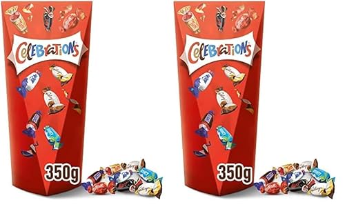 Celebrations Pop Geschenkbox, Mini-Schokoriegel Mix Snickers, Twix und mehr, Neue Geschenkverpackung mit praktischer Öffnung, 1 x 350g Packung (Packung mit 2) von Celebrations