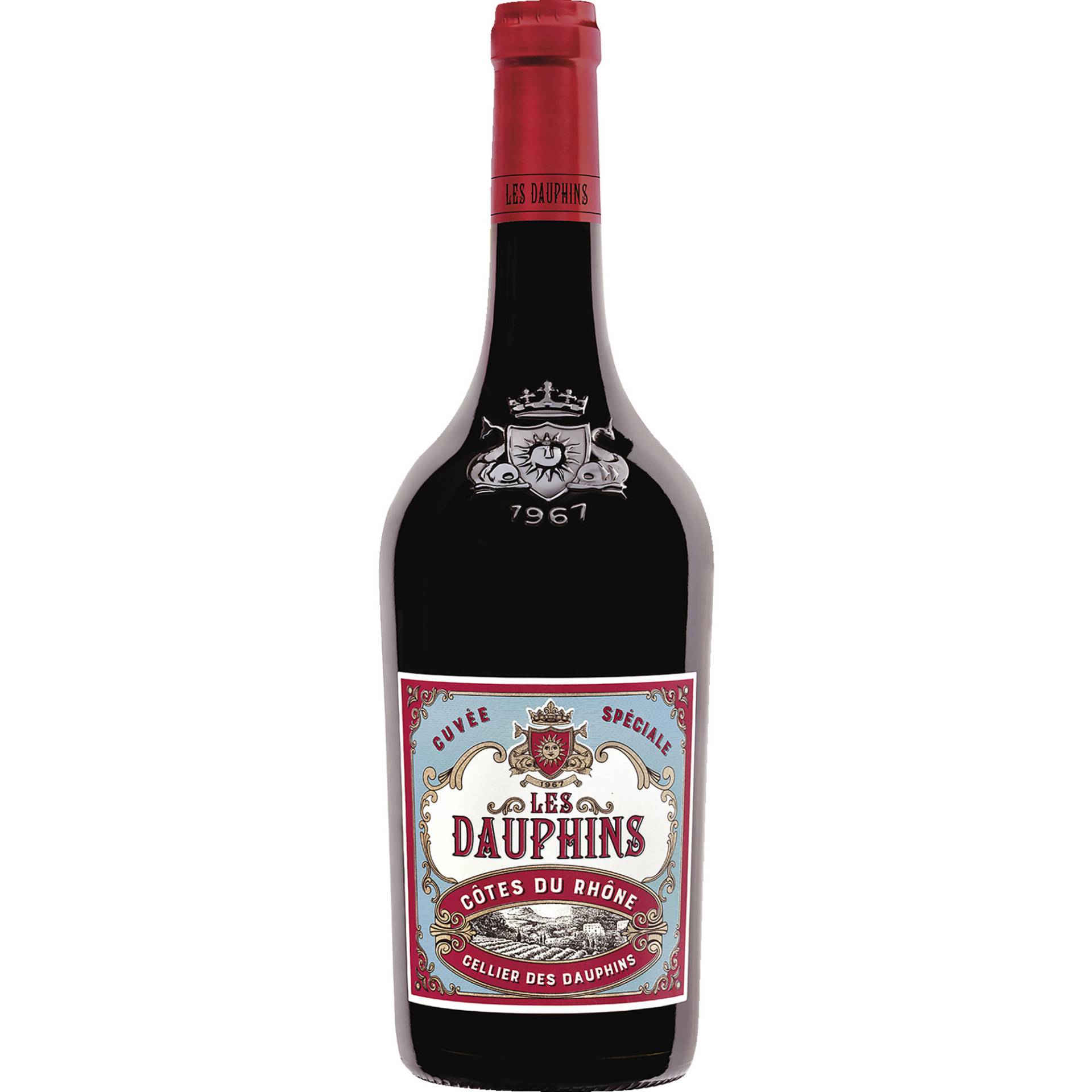 Les Dauphins Cuvée Spéciale Rouge, Côtes du Rhône AOP, Rhône, 2023, Rotwein von Celliers des Dauphins,26790,Tulette,Frankreich