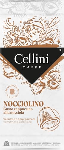 Caffè Cellini kompatible Nespresso Kaffeekapseln Haselnuss - 100 Stück | Nespresso kompatible Kapseln mit überraschend süßem Geschmack und zartem Schaum | Nespresso kompatible Kapseln von Cellini