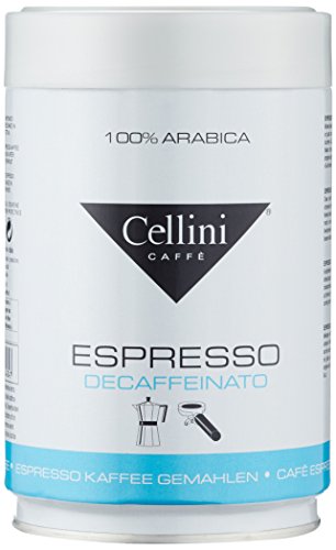 Cellini Premium Espresso, 100% Arabica, Decaffeinato, gemahlen, dunkle Röstung, Dose mit Deckel, 1er Pack (1 Dose à 250 g) von Cellini