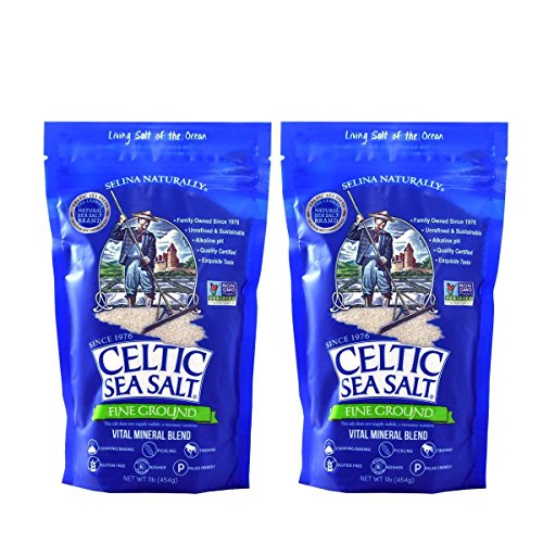 Celtic Sea Salt Sealable Bag, ideal zum Kochen und Backen, Beizen oder Finishing, glutenfrei, koscher 1 lb. (2 Stück) Feiner Boden von Celtic Sea Salt