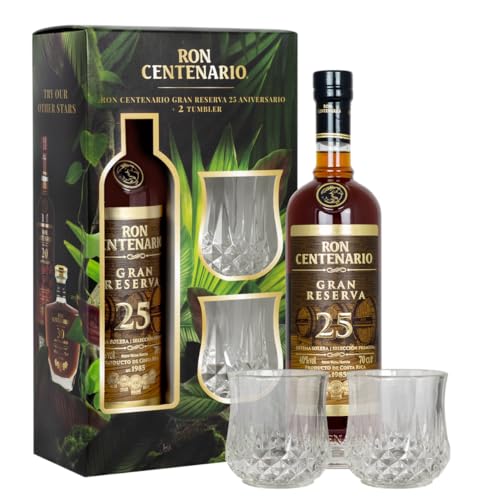 Ron Centenario 25 Solera Gran Reserva Geschenkset mit 2 Tumblern 0,7 Liter 40% Vol. von Centenario