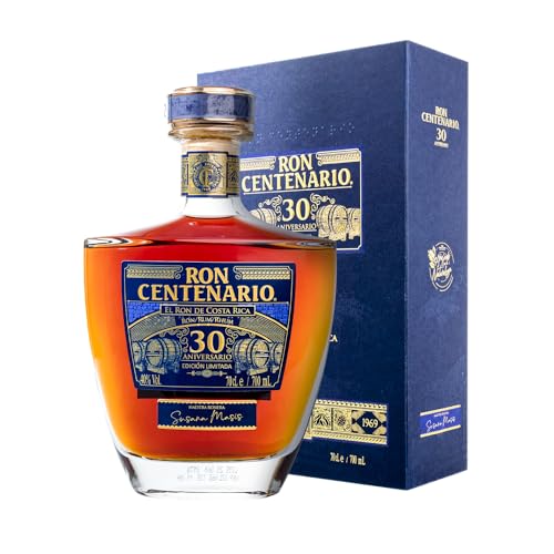 Ron Centenario Edición Limitada 30 Aniversario | Blend aus 8 - 30-jährigen Rums | Im Solera-Verfahren gereift | Noten von Holz & Früchten |Silbergewinner German Rum Award | 700ml von Centenario