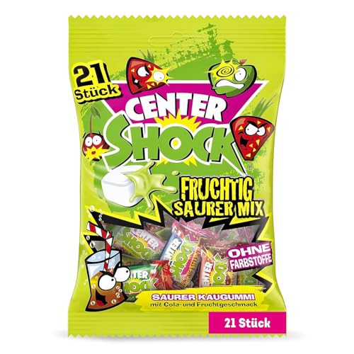 Center Shock Sour Mix, Packung mit 21 extra-sauren Kaugummis, verschiedenen Sorten mit Cola- & Frucht-Geschmack, ideal für Geburtstag & Pinata, 90g von Center Shock