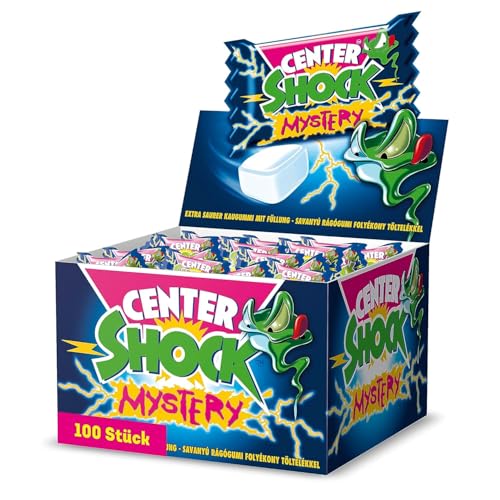 Center Shock Mystery, Box mit 100 Kaugummis, extra-sauer mit verschiedenen Sorten, ideal für Geburtstag, Pinata, Candy-Bar & Schultüte, 400g von Center Shock