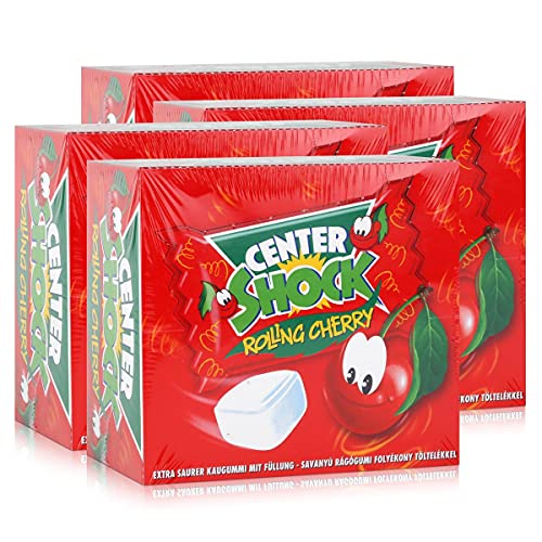 Center Shock Rolling Cherry 100 Stück - Extra saurer Kaugummi 400g (4er Pack) von Center Shock