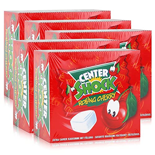 Center Shock Rolling Cherry 100 Stück - Extra saurer Kaugummi 400g (5er Pack) von Center Shock