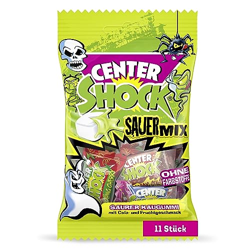 Center Shock Sour Mix, Packung mit 11 extra-sauren Kaugummis, verschiedenen Sorten mit Cola- & Frucht-Geschmack, ideal für Geburtstag & Pinata, 44g von Center Shock