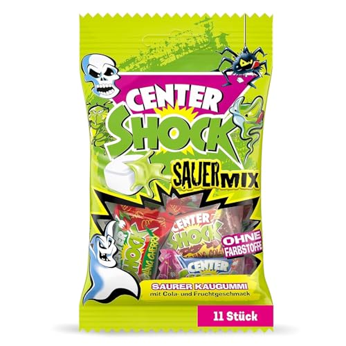 Center Shock Sour Mix, 1 Packung mit 11 extra-sauren Kaugummis, mit Füllung, ohne Farbstoffe, geeignet für Geburtstag & Weihnachten, 44g von Center Shock