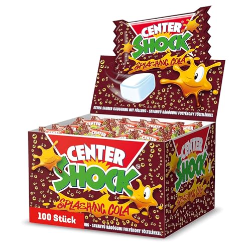 Center Shock Splashing Cola, Box mit 100 Kaugummis, extra-sauer mit Cola-Geschmack, perfekt für Geburtstag, Pinata, Party, Candy-Bar & Halloween, 400g von Center Shock