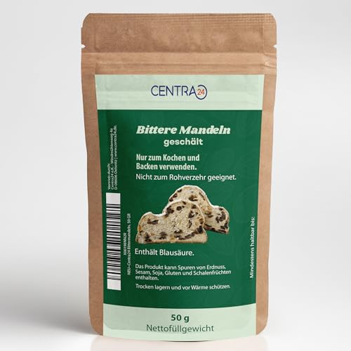 Centra24 Bittere Mandeln, geschält, 50g, Bittermandel, Backen, Christstollen, Weihnachtsgebäck, Backaroma, Mandel, Gewürz - NEUE Ware 2024 von Centra24