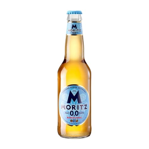 Bier 24 Einheiten Box Moritz 0,0 Drittel-Liter-Flasche 33 cl Sin Alcohol von Cervezas Moritz