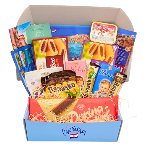 [ Chamsbox ] Kroatien Box I Süßigkeiten Box Kroatien I Kroatien Geschenkbox I Snack Box I Kroatische Süßigkeiten I Geschenkkorb Kroatien von Chamsbox