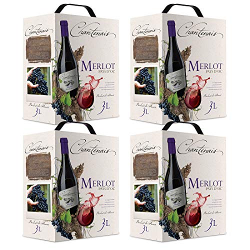 Chantenais französischer Rotwein Merlot 3L Bag in Box Merlot Trocken (4 x 3 l) von CHANTENAIS