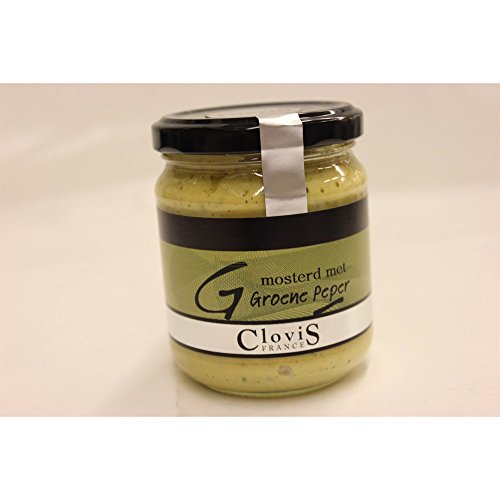 Clovis Mosterd met Groene Peper 200g Glas (Senf mit grünem Pfeffer) von Charbonneaux Brabant