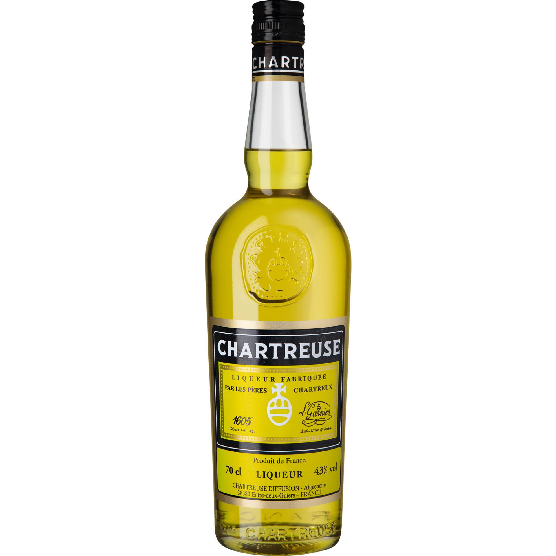 Chartreuse Jaune Liqueur aux Herbes, Frankreich, 0,7 L, 43% Vol., Spirituosen von Chartreuse Diffusion 10,Boulevard Edgar-Kofler, 38503 Voiron Cedex, France