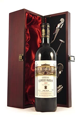 Chateau Leoville Barton 1989 2eme Grand Cru Classe St Julien (Red wine) in einer mit Seide ausgestatetten Geschenkbox, da zu 4 Weinaccessoires, 1 x 750ml von Chateau Leoville Barton