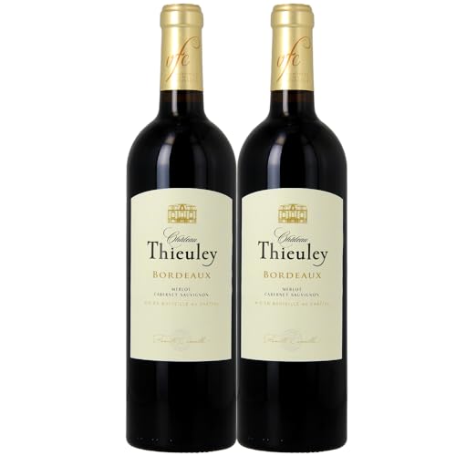 Château Thieuley Rouge 2019 AOC Bordeaux trockener Rotwein Weinset mit 2 Flaschen (2x0,75l) von Château Thieuley