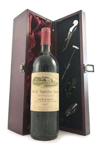 Chateau Troplong Mondot 1987 Grand Cru Classe Saint Emilion (Red wine) in einer mit Seide ausgestatetten Geschenkbox, da zu 4 Weinaccessoires, 1 x 750ml von Chateau Troplong Mondot