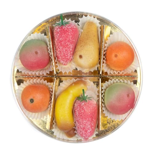 Marzipanfrüchten Runde Geschenkbox mit, Marzipan Fruits Round Gift Box 200g, Chateau de Mediterranean von Chateau de Mediterranean