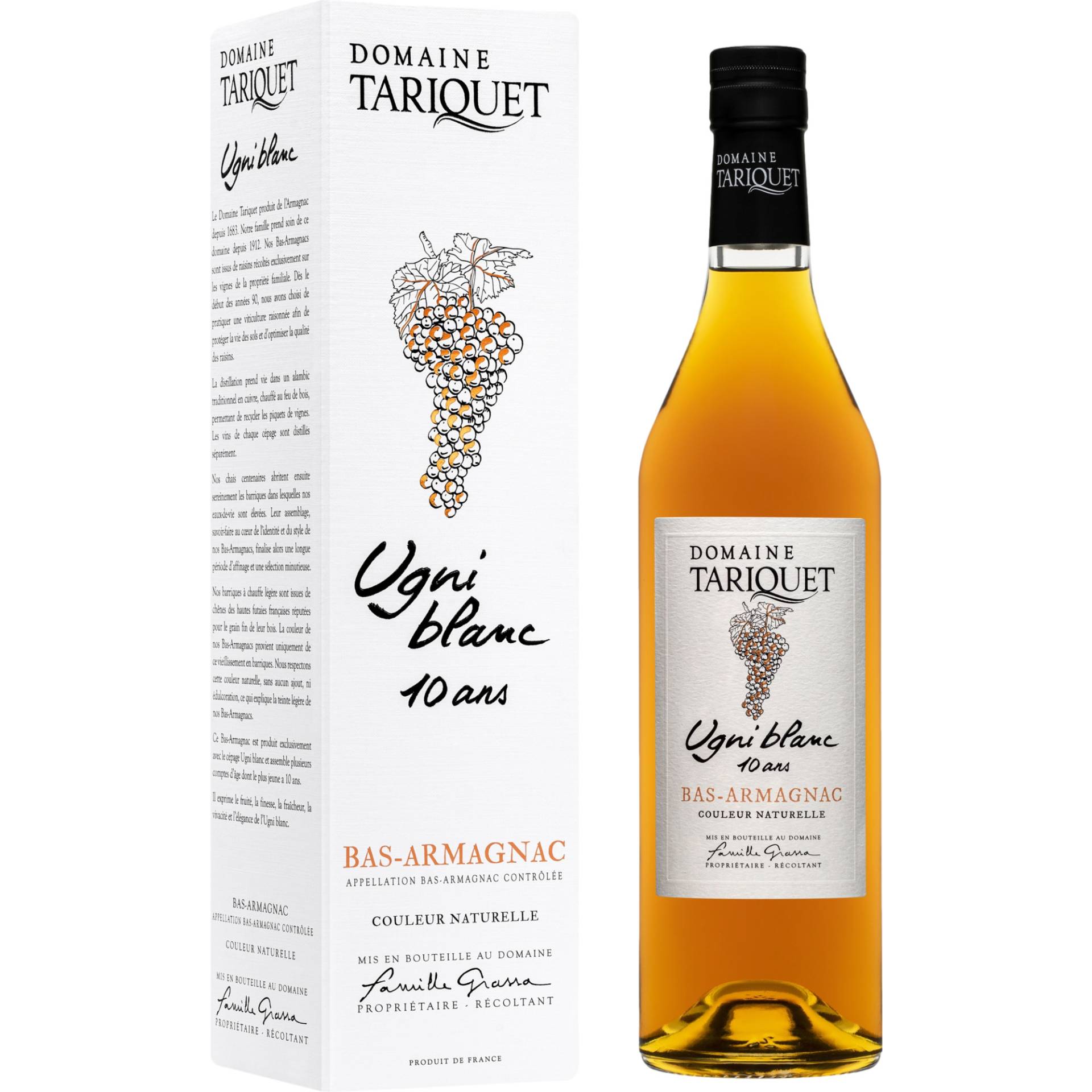 Armagnac Domaine Tariquet Ugni blanc 10 Ans, Armagnac AC, 0,7 L, 49,5% Vol, Südwestfrankreich, Spirituosen von Château du Tariquet P. Grassa Fille & Fils, 32800 Eauze, Gers