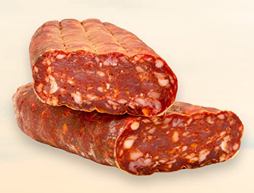 Mind. 350gr Spianata Piccante Calabrese flache scharfe Chili Salami aus Italien aus Kalabrien von CheSud