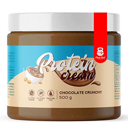 Cheat Meal Low Calorie Protein Creme No Added Sugar 500g, Nüsse In Schokolade, 22% Eiweißlinge, Gesunde Snacks, Proteincreme Schoko Mit Viel Eiweiß (Chocolate Crunchy) von Cheat Meal TASTY FOOD