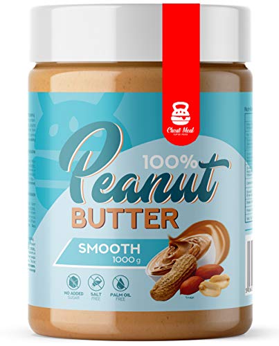 Cheat Meal Peanut Butter 100% 1er pack x 1000g, Erdnusscreme, Erdnussbutter Ohne Zucker, ohne Zusatzstoffe, 100% Geröstete Erdnüsse (Smooth) von Cheat Meal TASTY FOOD