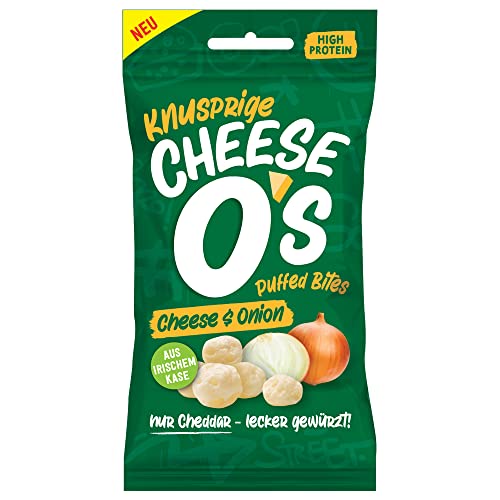 CheeseO's - Knusprig Gepufft Käse Snacks - Cheese & Onion Multipack 25g (Pack of 10) - Keto Snack - Proteinreich - Vegetarisch - Glutenfrei - käse chips - Gesunder snacks, gebacken und lecker von Cheese O's