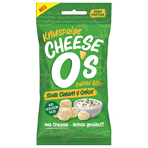 CheeseO's - Knusprig Gepufft Käse Snacks - Sour Cream Multipack 25g (Pack of 10) - Keto Snack - Proteinreich - Vegetarisch - Glutenfrei - käse chips - Gesunder snacks, gebacken und lecker von Cheese O's