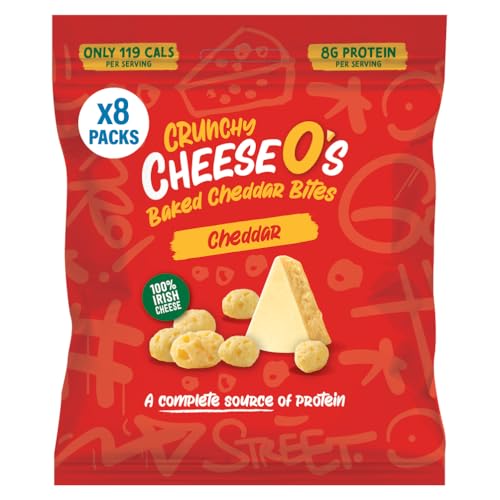 CheeseO's | Knusprig Gepufft Käse Snacks | Cheddar Multipack 40g (Pack of 8) | Keto Snack | Proteinreich | Vegetarisch | Glutenfrei |käse chips | Gesunder snacks, gebacken und lecker von CheeseO's