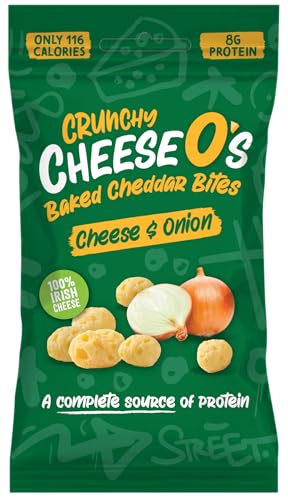 CheeseO's - Knusprig Gepufft Käse Snacks - Cheese & Onion 20g (Pack of 10) - Keto Snack - Proteinreich - Vegetarisch - Glutenfrei - käse chips - Gesunder snacks, gebacken und lecker von CheeseO's