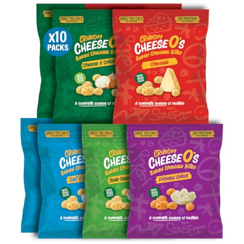 CheeseO's - Knusprig Gepufft Käse Snacks - Mischpaket Multipack 40g (Pack of 10) - Keto Snack - Proteinreich - Vegetarisch - Glutenfrei - käse chips - Gesunder snacks, gebacken und lecker von Cheese O's