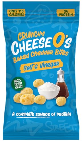 CheeseO's - Knusprig Gepufft Käse Snacks - Salt & Vinegar 20g (Pack of 10) - Keto Snack - Proteinreich - Vegetarisch - Glutenfrei - käse chips - Gesunder snacks, gebacken und lecker von CheeseO's