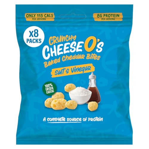 CheeseO's | Knusprig Gepufft Käse Snacks | Salt & Vinegar Multipack 40g (Pack of 8) | Keto Snack | Proteinreich | Vegetarisch | Glutenfrei |käse chips | Gesunder snacks, gebacken und lecker von CheeseO's