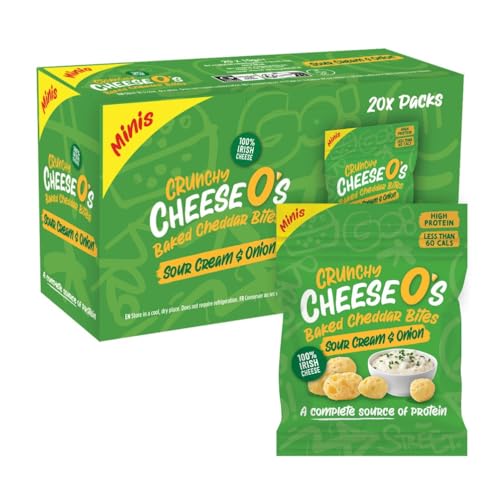 CheeseO's - Knusprig Gepufft Käse Snacks - Sour Cream & Onion Multipack 10g (Pack of 20) - Keto Snack - Proteinreich - Vegetarisch - Glutenfrei - käse chips - Gesunder snacks, gebacken und lecker von CheeseO's