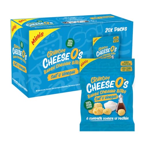 CheeseO's Puffkäsenuggets - Salt & Vinegar 10g (Pack of 20) - Ketosnacks - Proteinreich - Vegetarisch - Glutenfrei - käse chips - Gesunder snacks, gebacken und lecker von CheeseO's