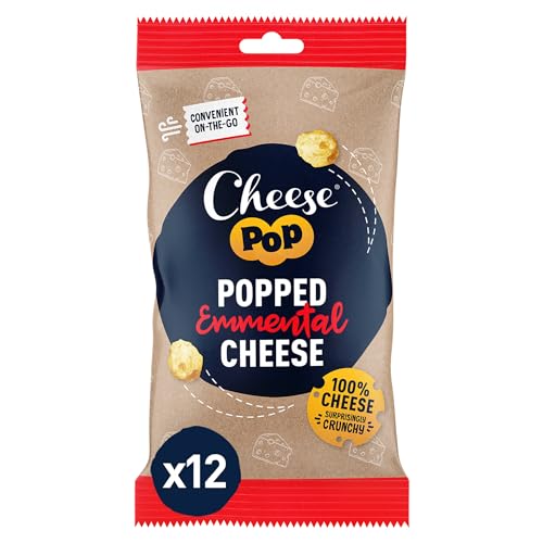 Cheesepop Überraschenderweise Knusprig & Luftig, Geringfügig Glatt & Nussig | Reich an Eiweiß | 100% Emmental Käse Gepoppter Imbiss, 12x20g von Cheesepop