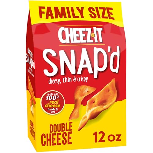 Cheez-It Snap'd Cheese Cracker Chips, Thin Crisps, Lunch Snacks, Double Cheese, 12oz Bag (1 Bag) von Cheez-It