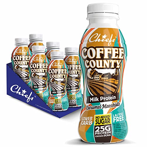 Chiefs Milk Protein Drink mit 25g Protein und BCAA • High Protein Shake low carb, laktosefrei, zuckerarm • 6 x 330ml Coffee County -1,50€ Pfand von Chiefs