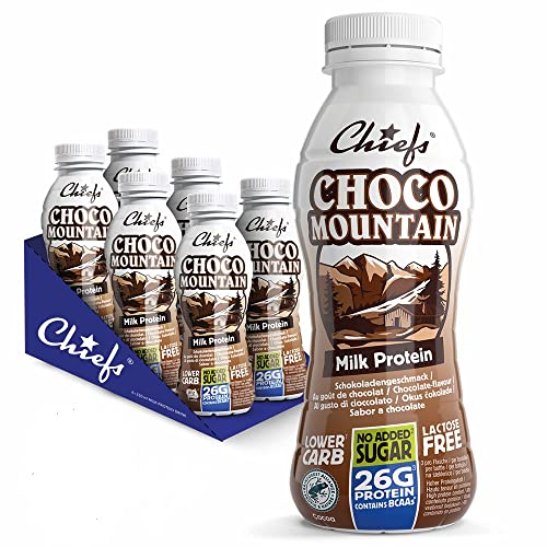 Chiefs Milk Protein Drink mit 26g Protein und BCAA • High Protein Shake low carb, laktosefrei, zuckerarm • 6 x 330ml (Schokolade) von Chiefs