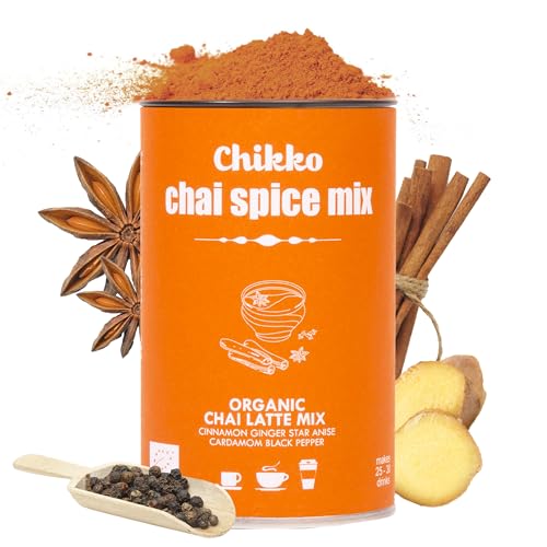 Chikko Bio Chai Latte Mix Pulver - 130g - Authentischer, Beruhigender Gewürzgenuss - Ohne Zusatzstoffe und Chemikalien, aus 100% europäischen Zutaten - Perfekt für gemütliche Wohlfühlmomente von Chikko not coffee