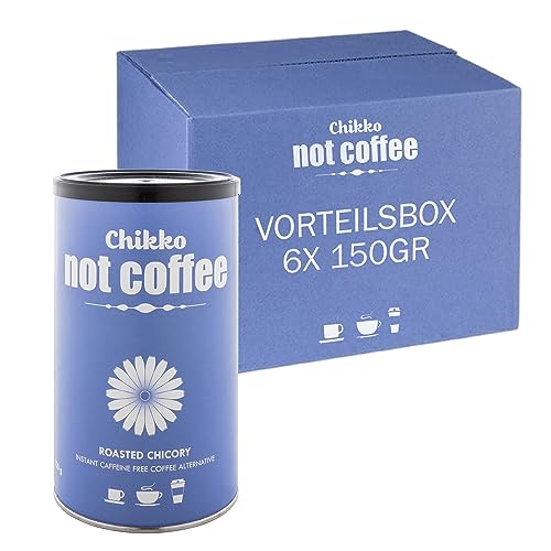 Chikko Not Coffee BIO Zichorienkaffee Instant 6x 150gr - Geröstetem Chicorée Kaffee - Alternative zu Entkoffeiniertem Kaffee - Frei von Zusatzstoffen und Chemikalien - 100% Europäisches Produkt von Chikko not coffee